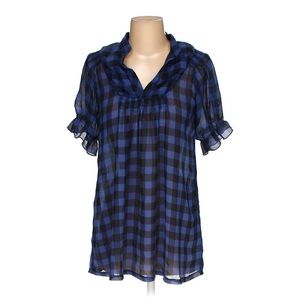 ✨Luck Star Sheer Checkered Top, Blue Black, S/M✨